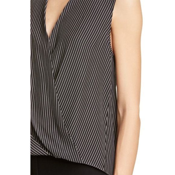 RAG & BONE NWT VICTOR SLEEVELESS 100% SILK BLACK WHITE STRIP BLOUSE. SIZE M - Picture 7 of 14